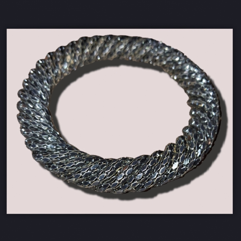 Metal Disco Mesh Bangle Bracelet Chic Vibe 1970s 80s Sparkle Classic